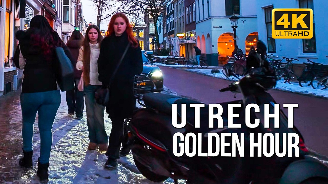 POR DO SOL UTRECHT HOLANDA 【4K】 WALKING TOUR PELO CENTRO DA CIDADE