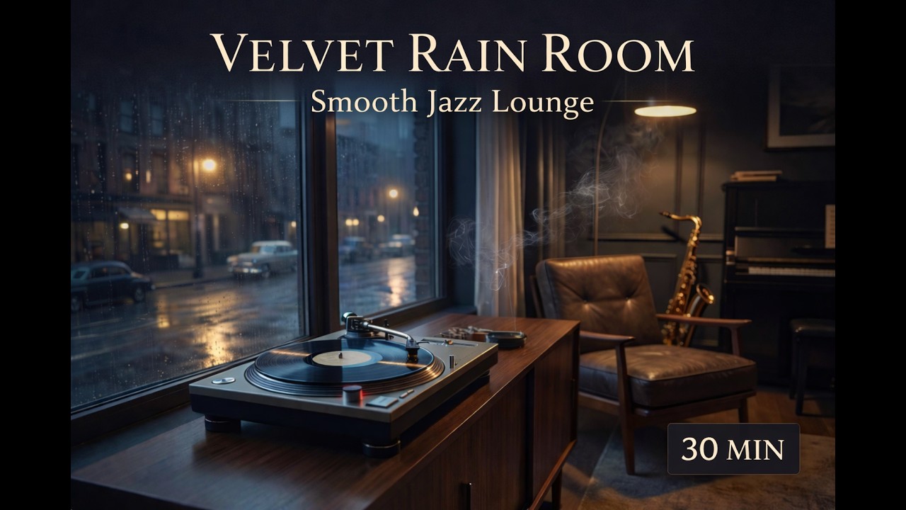 Smooth Jazz Lounge | Velvet Rain Room | Rainy Night Ambience | 30 Minutes