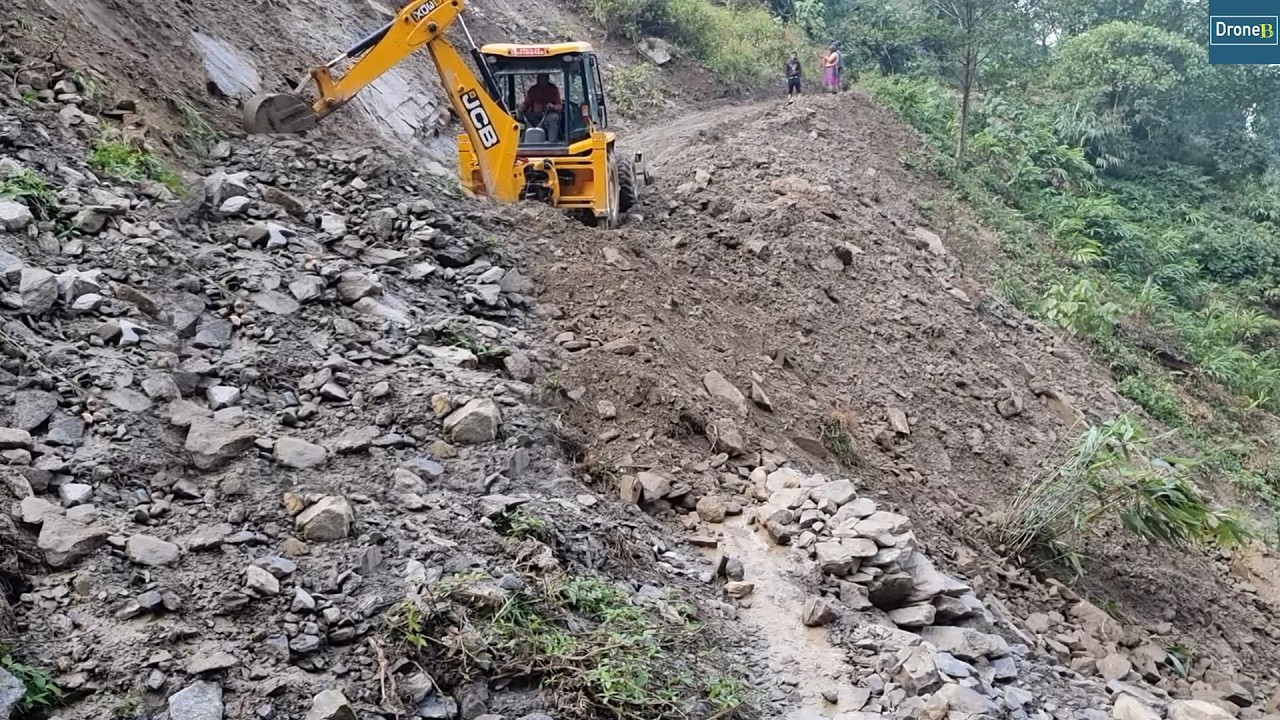 Overcoming Muddy Landslide Dirt Amazing Blocked of the Road