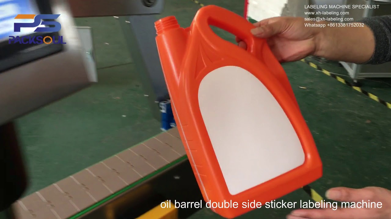 oil barrel double side sticker labeling machine