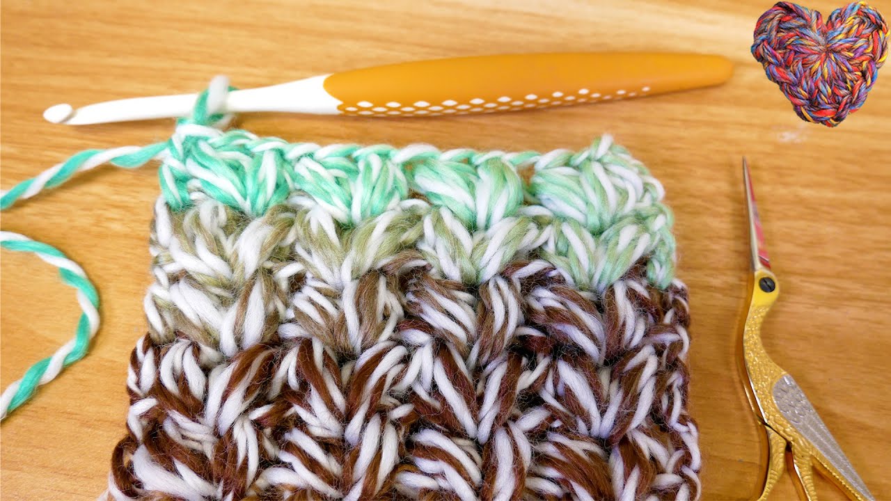 Häkeln | Puff Stich als V-Muster | Winter Idee