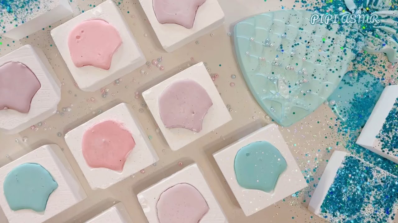 Gym Chalk ASMR | Mermaid🧜‍♀️ Not Pineapple&Blue Glitter&Wet Starch | Oddly Satisfying | Sleep Aid