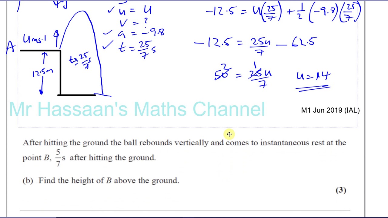 WME0101 Mechanics M1 June 2019 IAL Q6  Constant Acceleration