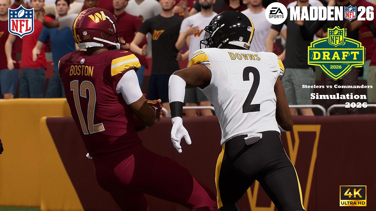 Madden 26 Caleb Downs Steelers vs Denzel Boston Commanders Sim NFL DRAFT EARLY 2026 Game Play