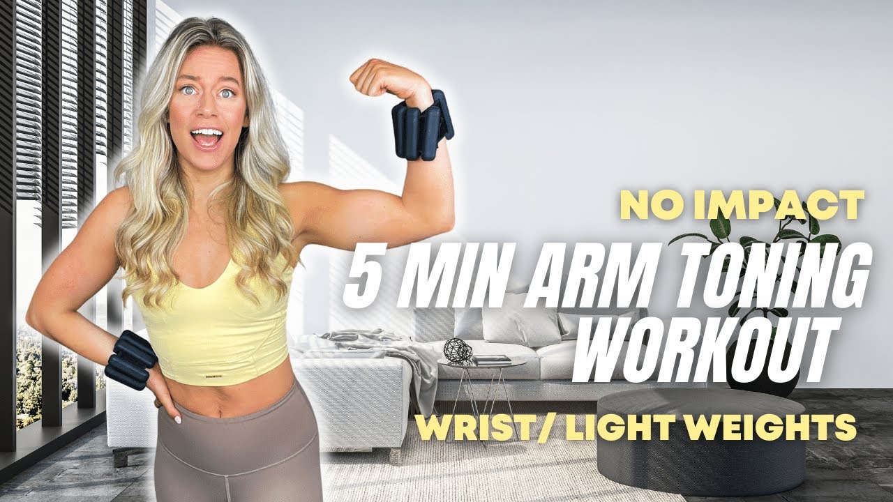 5 min Toned Arms Bala Bangle Workout || Pilates at Home Workout Wrist Weight Optional || No Impact