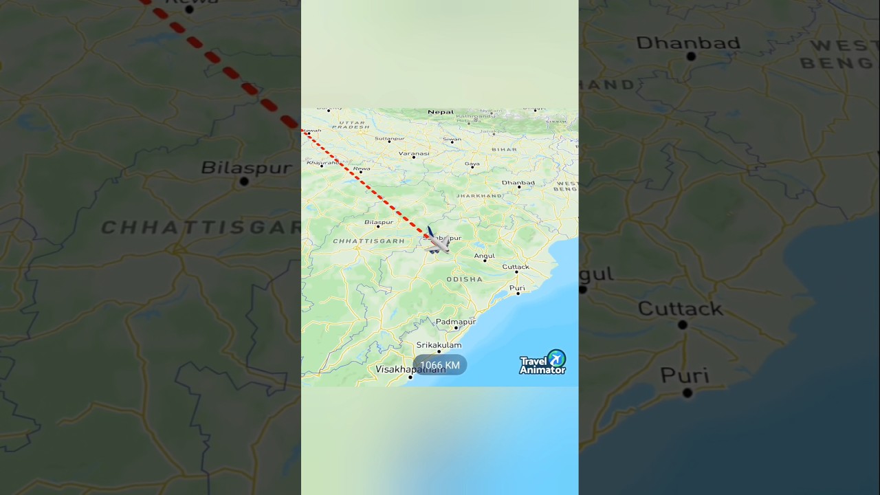 New Delhi to Port Blair, Andaman & Nicobar Islands {India's longest flight} by flight animation