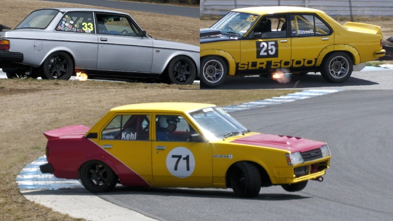 Flaming Super Sprints R1 TCRC Baskerville 2026 Volvo 242GT Turbo Toyota Corolla KE70