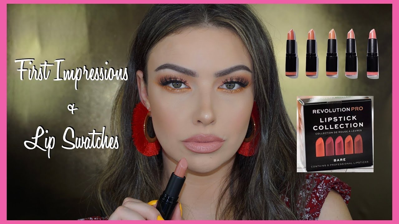 REVOLUTION PRO Lipstick Collection BARE 💄 | Lip Swatches + First Impressions | v e r a