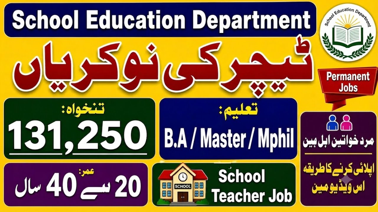 School Teacher job Punjab Education Foundation 2026 | Salary Rs. 131,250 | Eligibility  Online Apply