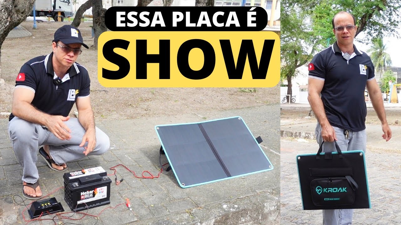Placa solar portátil de 100w que serve para Motorhome, Camping e outros lugares que não tem energia