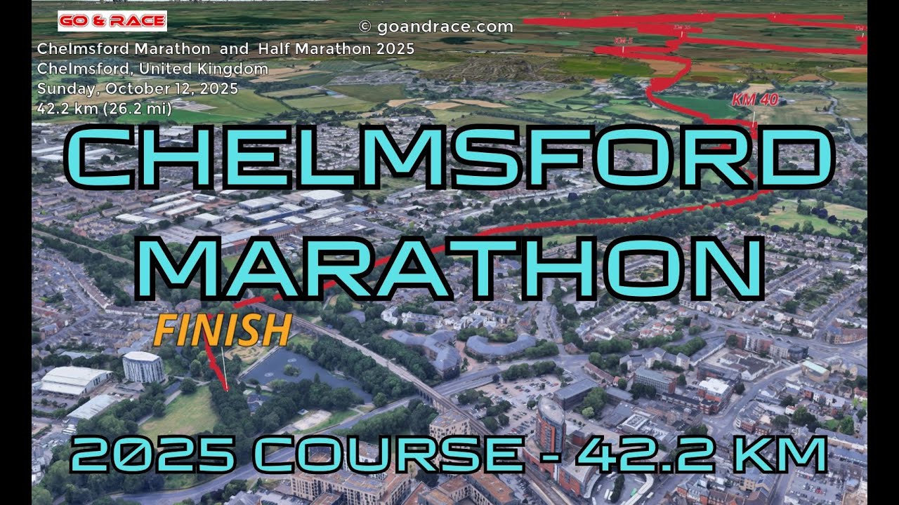 Chelmsford Marathon & Half Marathon 2025: 3D Video Course Map | 42.2 km - Chelmsford