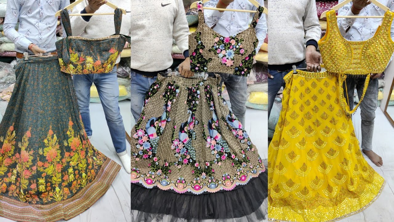 Designer Crop Top Lehenga with Multi Figure Pattern Embroidery, Long Gowns,Sharara,Peplum,Indo Wstrn