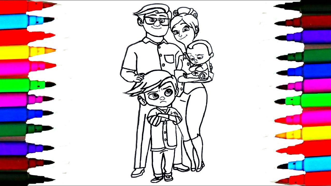 How to Draw The Boss Baby and Family Coloring Drawing Pages Videos for Kids l Art l Colored PENS
