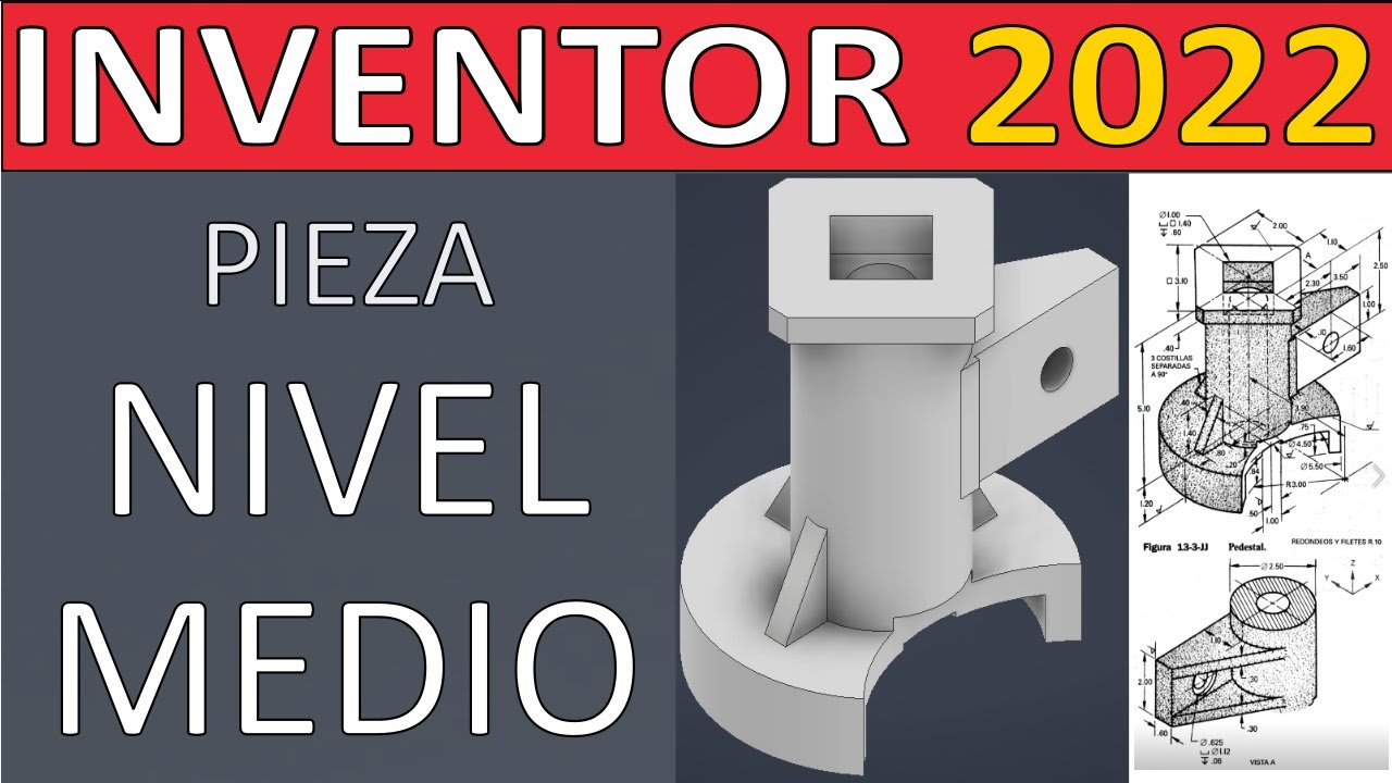 Tutorial Inventor 2021: dibujo con planos auxiliares, nervios, agujeros. Nivel Intermedio.