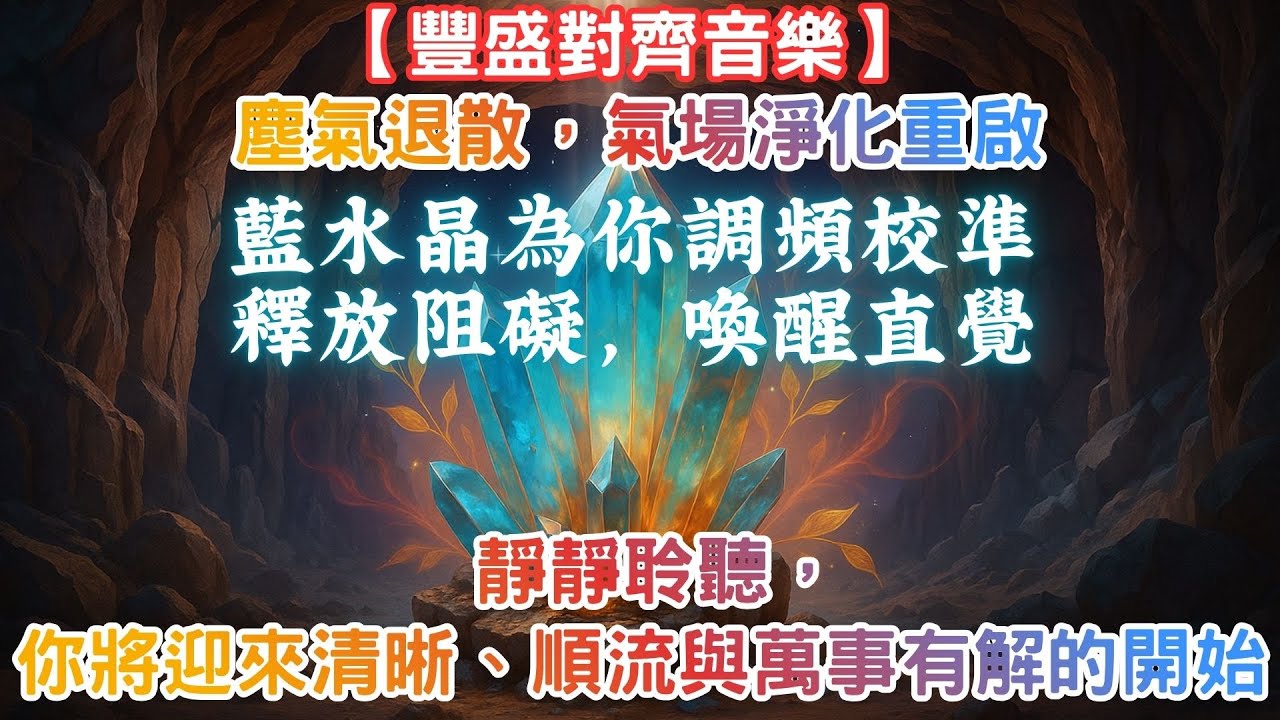 【豐盛對齊音樂】塵氣退散，氣場淨化重啟  |  藍水晶為你調頻校準，釋放阻礙，喚醒直覺  |  靜靜聆聽，你將迎來清晰、順流與萬事有解的開始。