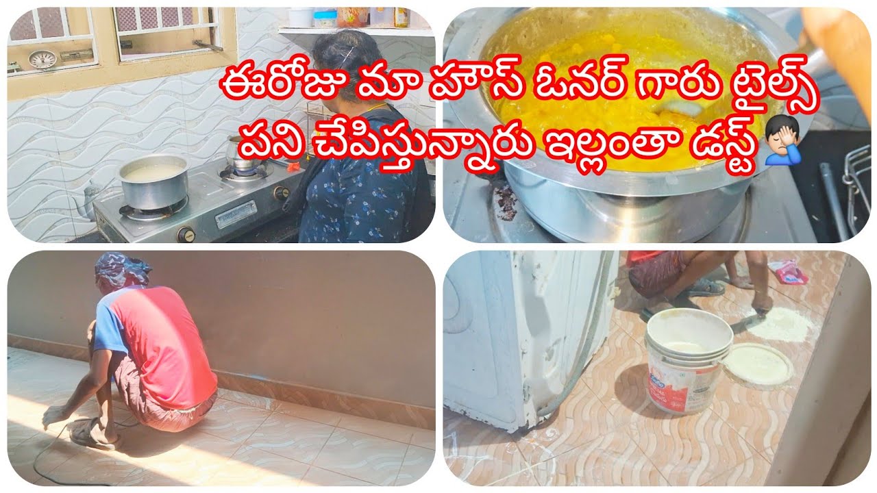 #dimlvlog // ఈరోజు మా హౌస్ ఓనర్ గారు టైల్స్ పని చేపిస్తున్నారు ఇల్లంతా డస్ట్ 🤦🏻‍♂️