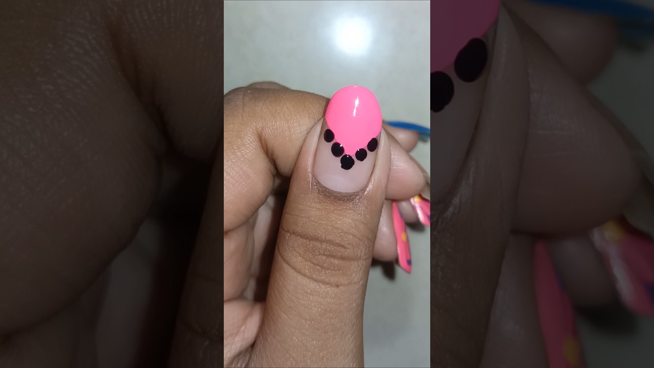 Easy pink black colour nail art designs 🩷🖤#shorts #nailart #youtubeshorts