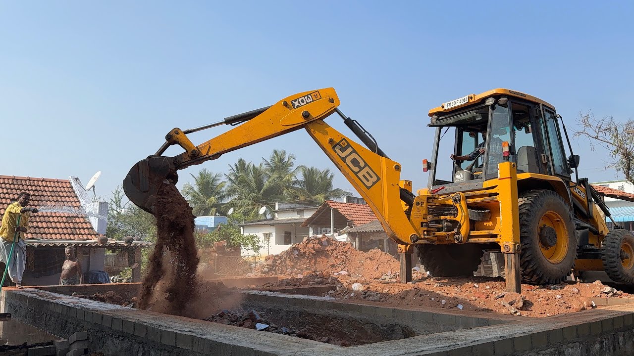 JCB 3DX Goes to Home Construction Basement Soil filling and mixed soil | jcb video