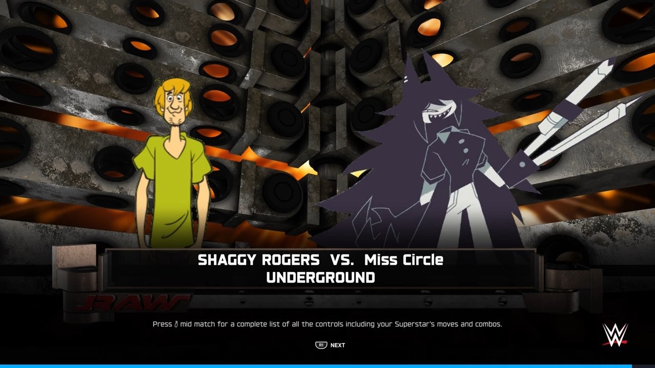 WWE 2K25 - Shaggy (Scooby-Doo) vs. Miss Circle (Fundamental Paper Education) [Underground Match]