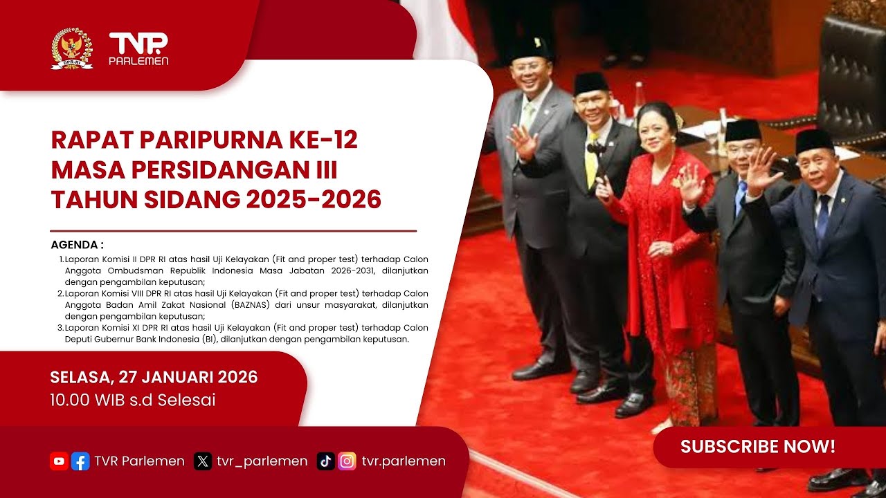 RAPAT PARIPURNA DPR RI KE - 12 MASA PERSIDANGAN III TAHUN SIDANG 2025-2026
