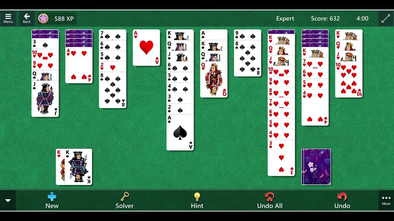 Microsoft Spider Solitaire, Two Suits, Expert, Mar. 8, 2026