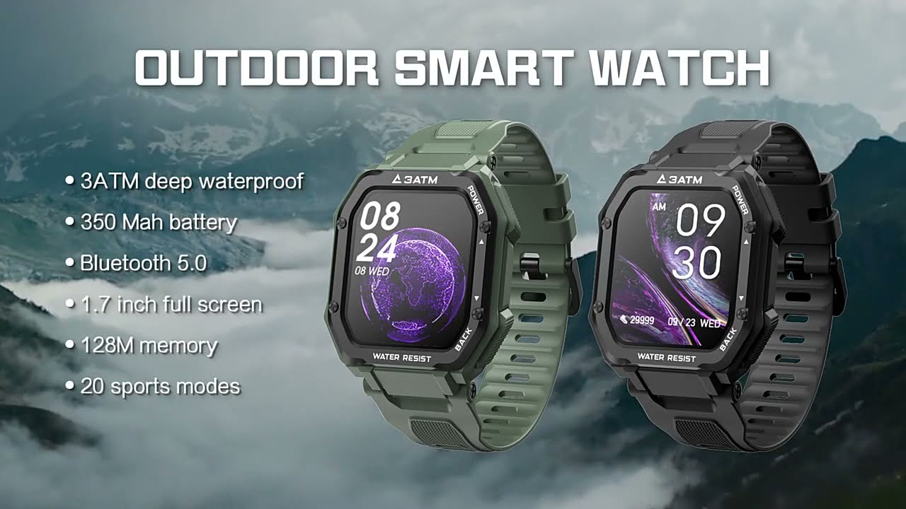 1 69 Inch 3ATM IP68 Waterproof Smart watch Men Women Fitness Tracker Blood Pressure Monitor Outdoor