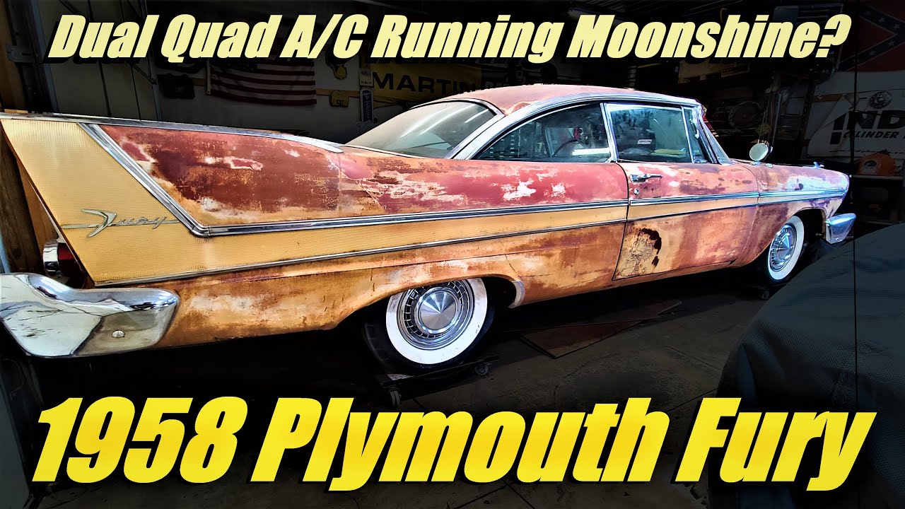 Barn Found REAL 1958 Plymouth Fury Factory AC & Dual Quad V8