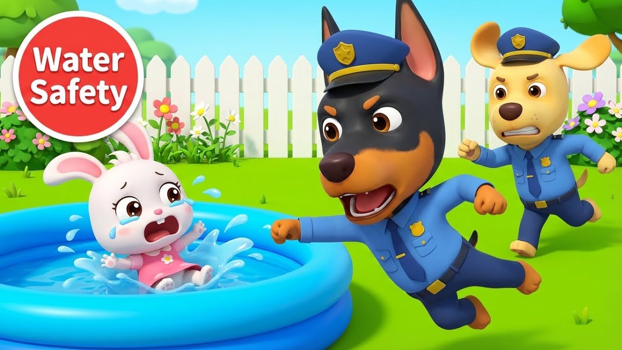 Pipi Rabbit's Pool Rescue! 🌊 Sheriff Labrador Water Safety Rules | Police Adventure for Kids