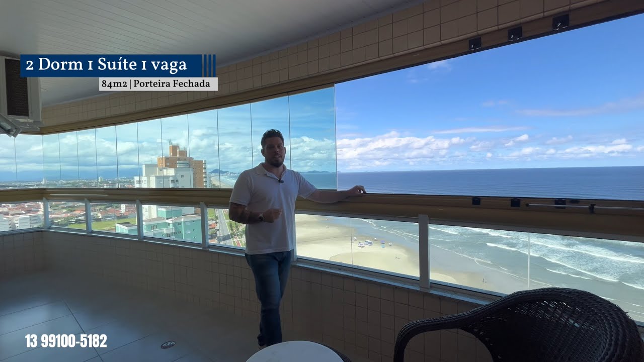 FRENTE MAR PORTEIRA FECHADA NO CAIÇARA EM PRAIA GRANDE SP - 2 DORM 1 SUÍTE 1 VAGA  