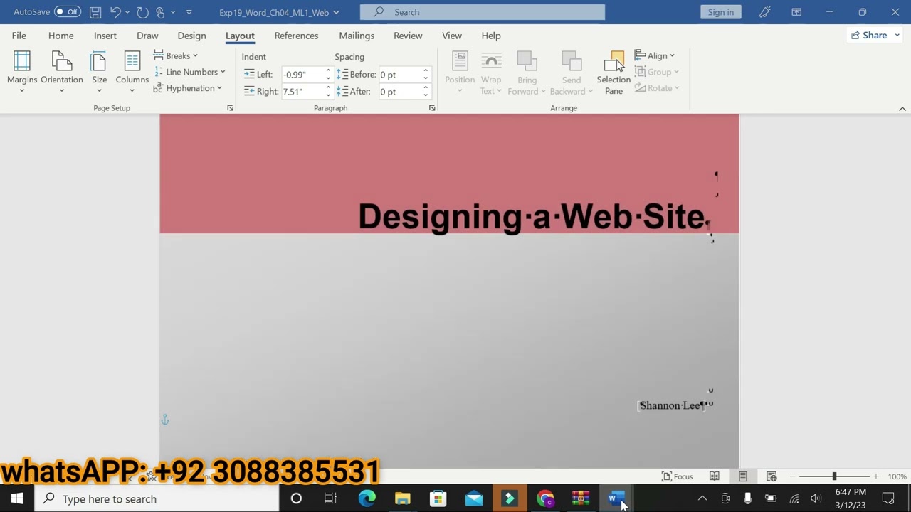 Exp19_Word_Ch04_ML1_Web_Design | Exp19 Word Ch04 ML1 Web