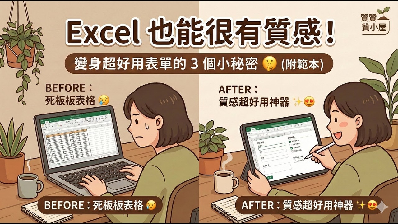 ✨ Excel 也能很有質感！擺脫「死板板」表格的 3 個小秘密 🤫 (附範本)