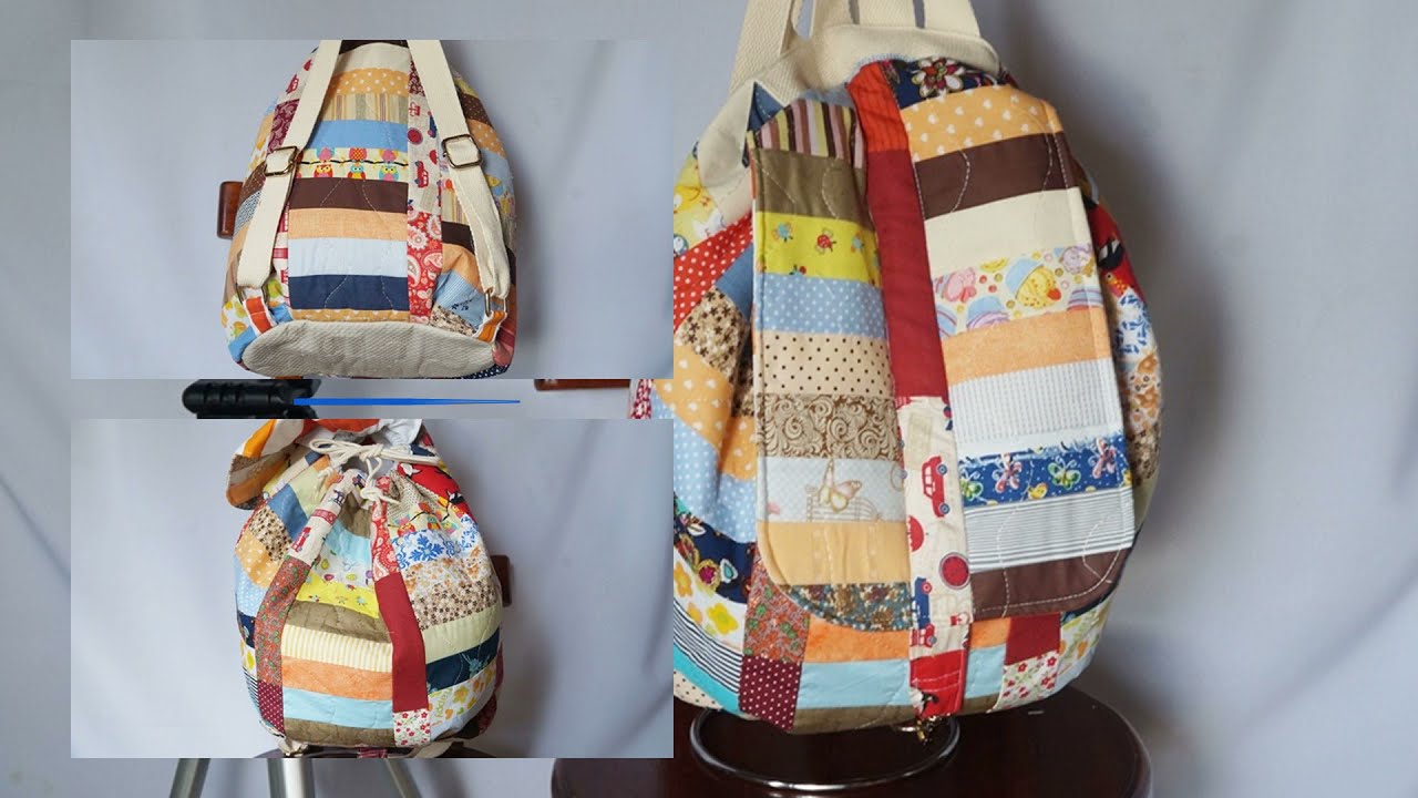 Aula 5 mochila saco com patchwowrk stripes parte 2