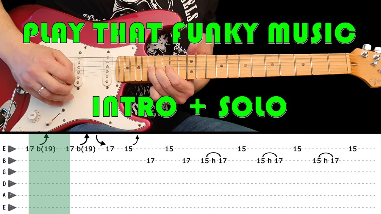 PLAY THAT FUNKY MUSIC - Guitar lesson - Intro + solo with tabs (fast & slow) - Wild Cherry