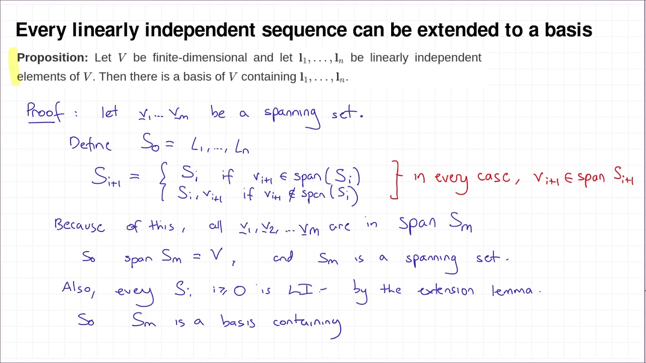 MATH0005 L54: extending to a basis