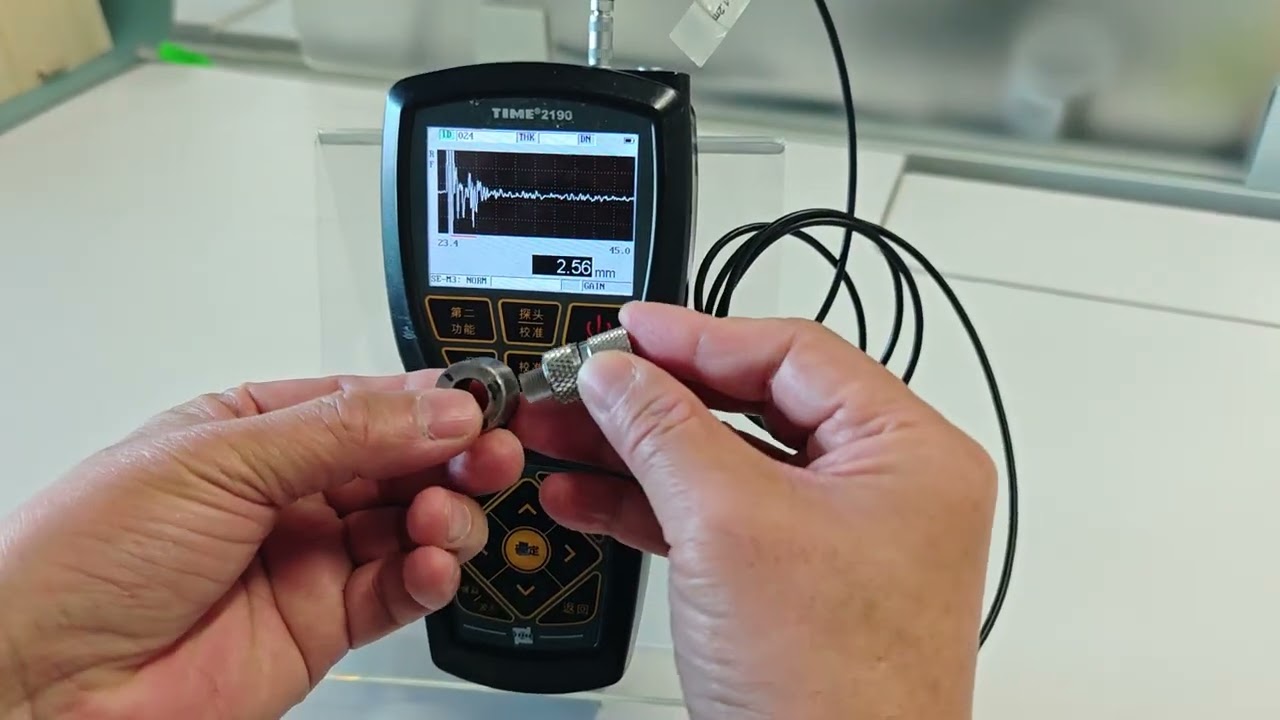 TIME2190 ultrasonic thickness gauge measures small tube. Thickness gauge manufacturer. FRP thickness