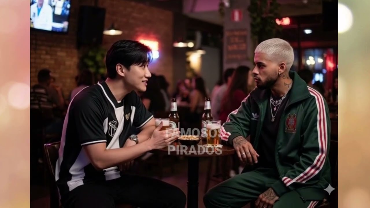 Zé felipe e o coreano se encontram em uma mesa de bar