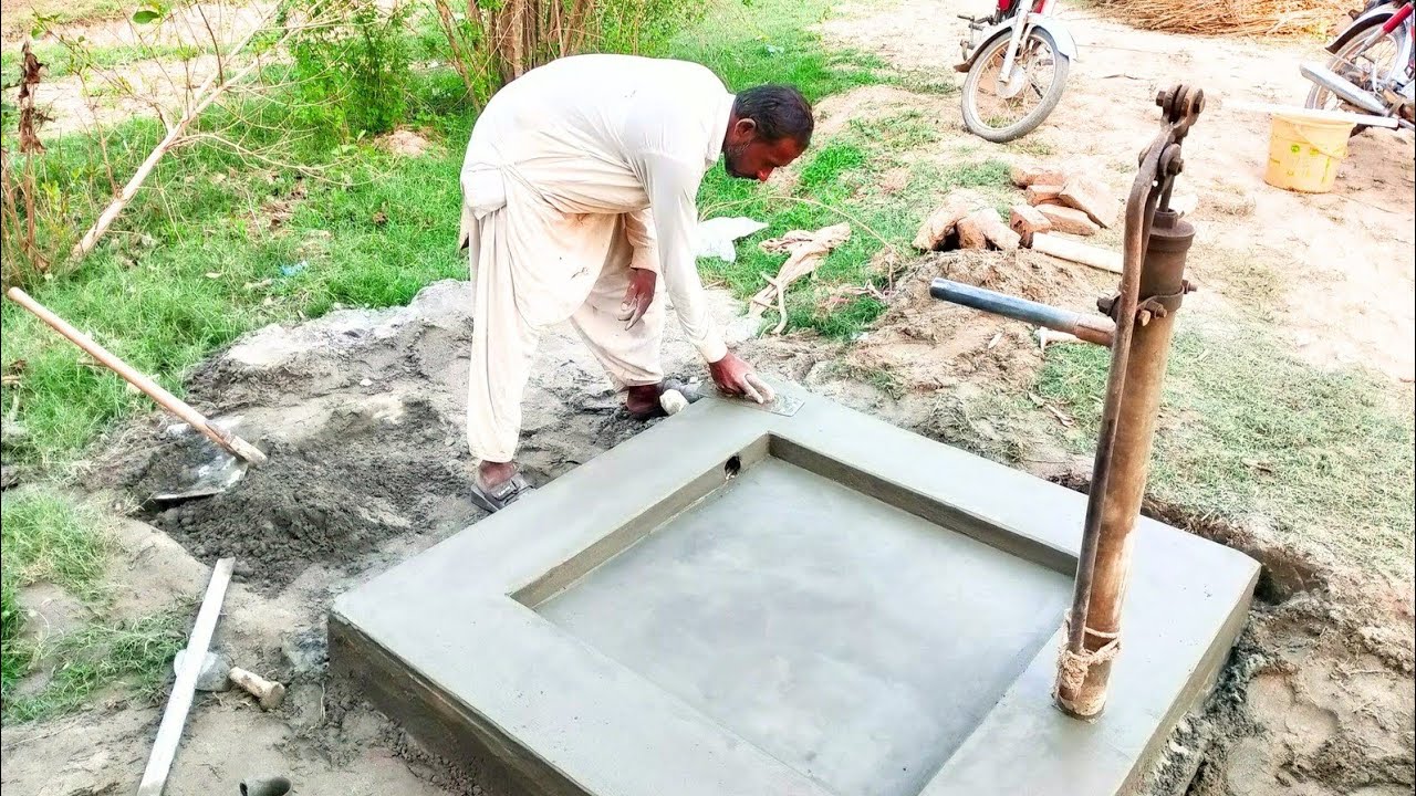 How to make haind pump water project bricks and sement / construction science project