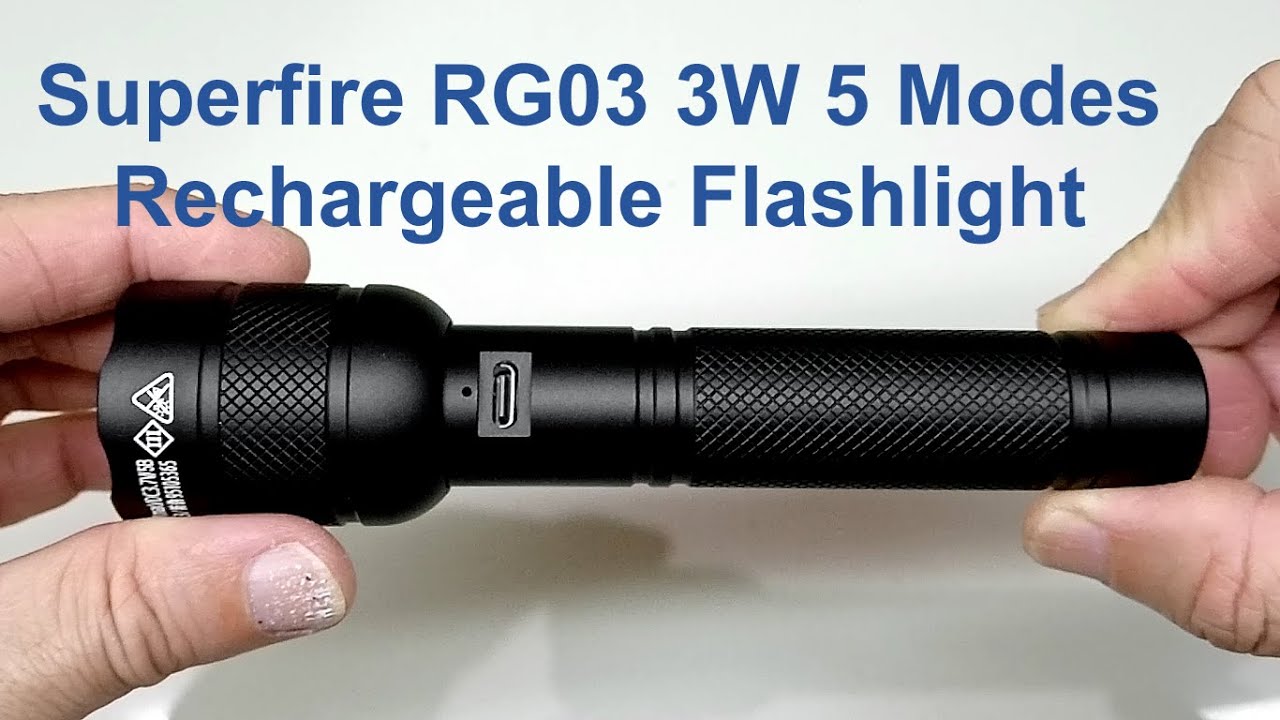 Superfire RG03 3W 5 Modes Rechargeable Flashlight
