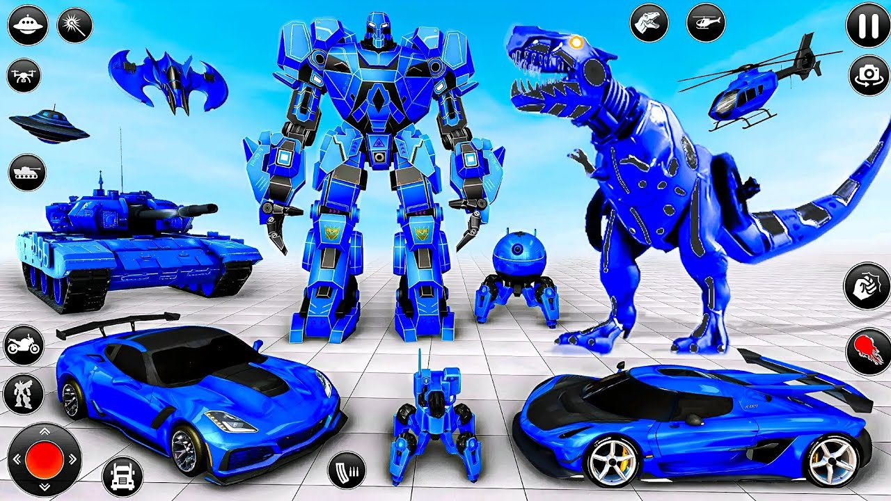 Dino Robot Transform War Jet Bike Car Dinosaur Transformation Game New Blue Robot - Android Gameplay