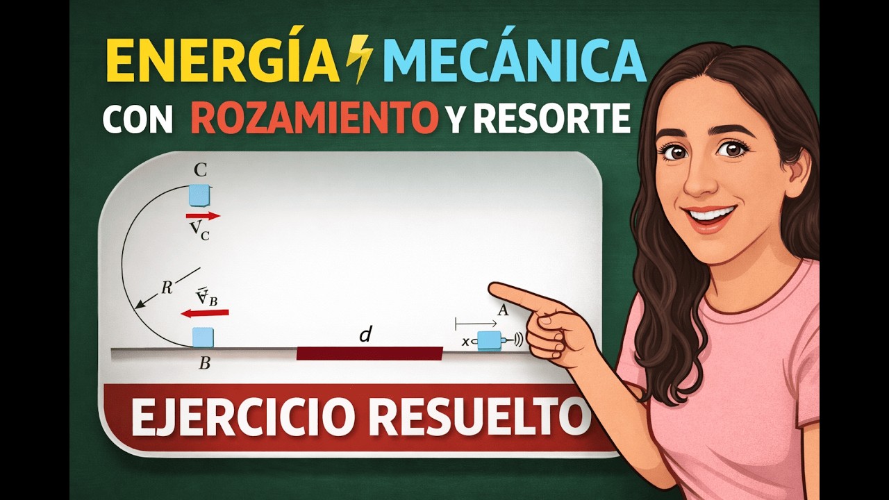 Energía Mecánica con Rozamiento y Resorte | Ejercicio Resuelto Paso a Paso