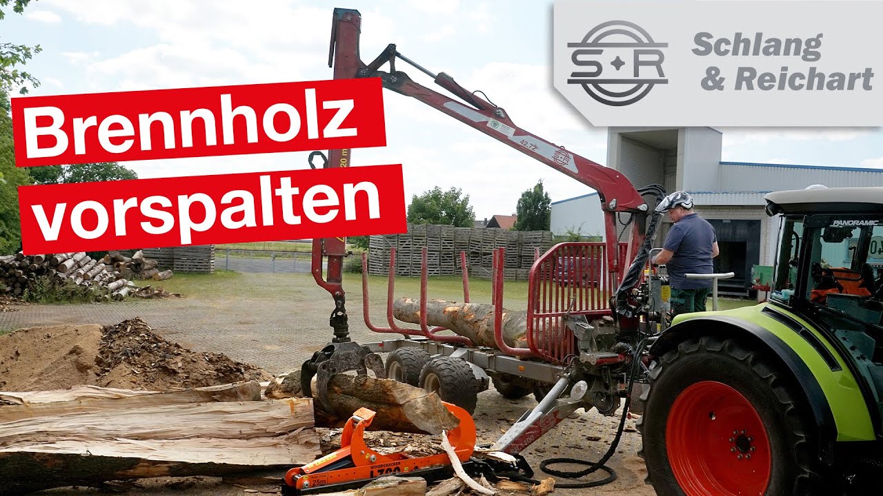Brennholz transportieren und vorspalten mit dem Rückewagen SR.1100 und Woodcracker L700 Holzspalter