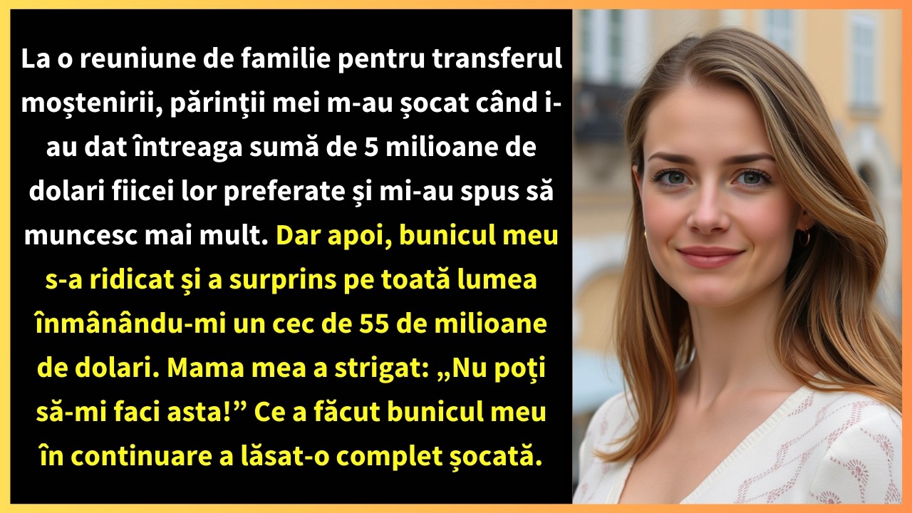 La o reuniune de familie pentru transferul moștenirii, părinții mei m-au șocat când i-au dat