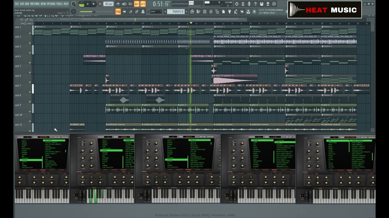 beat usando instrumento virtual de  initial audio - heat up 3 by AC prod ( Heat Music)