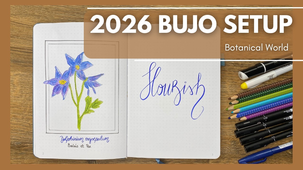 Я начала вести свой ежедневник Bullet Journal на 2026 год 🌿 Оформление ботанического мира (в стил...