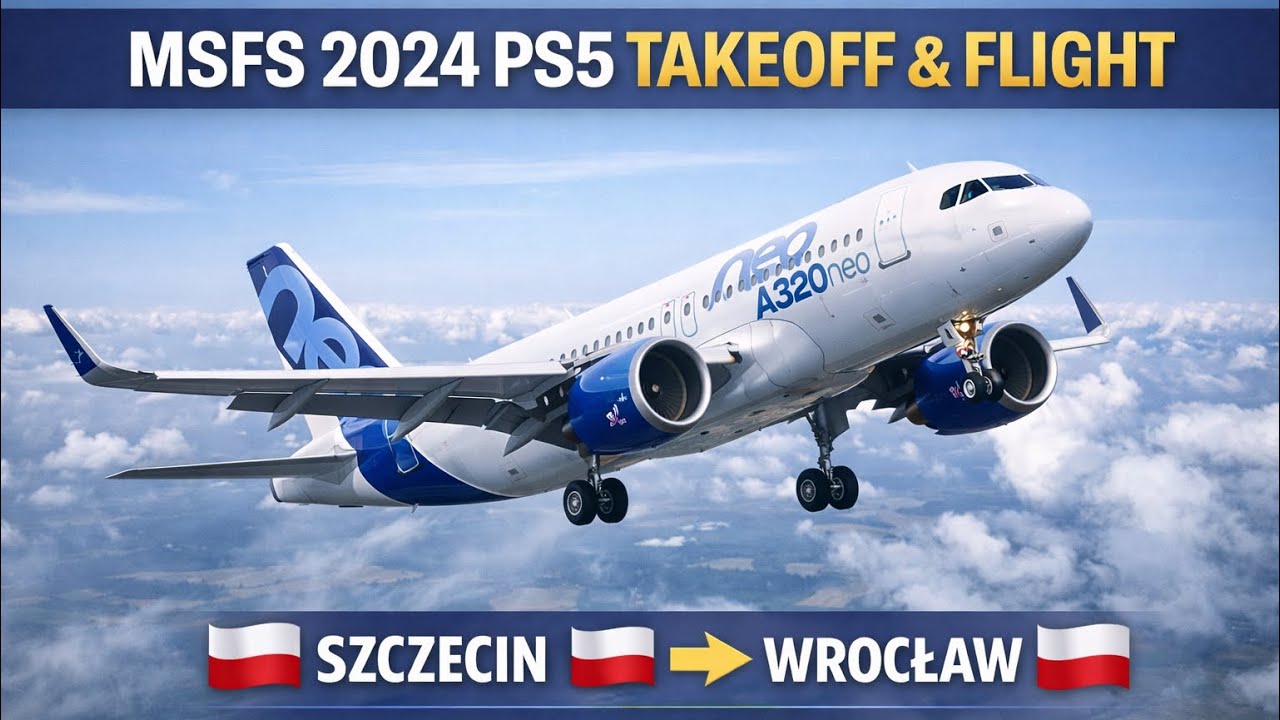 MSFS 2024 PS5 Takeoff & Flight | Szczecin (EPSC) 🇵🇱 → Wrocław (EPWR) 🇵🇱 | Airbus A320neo