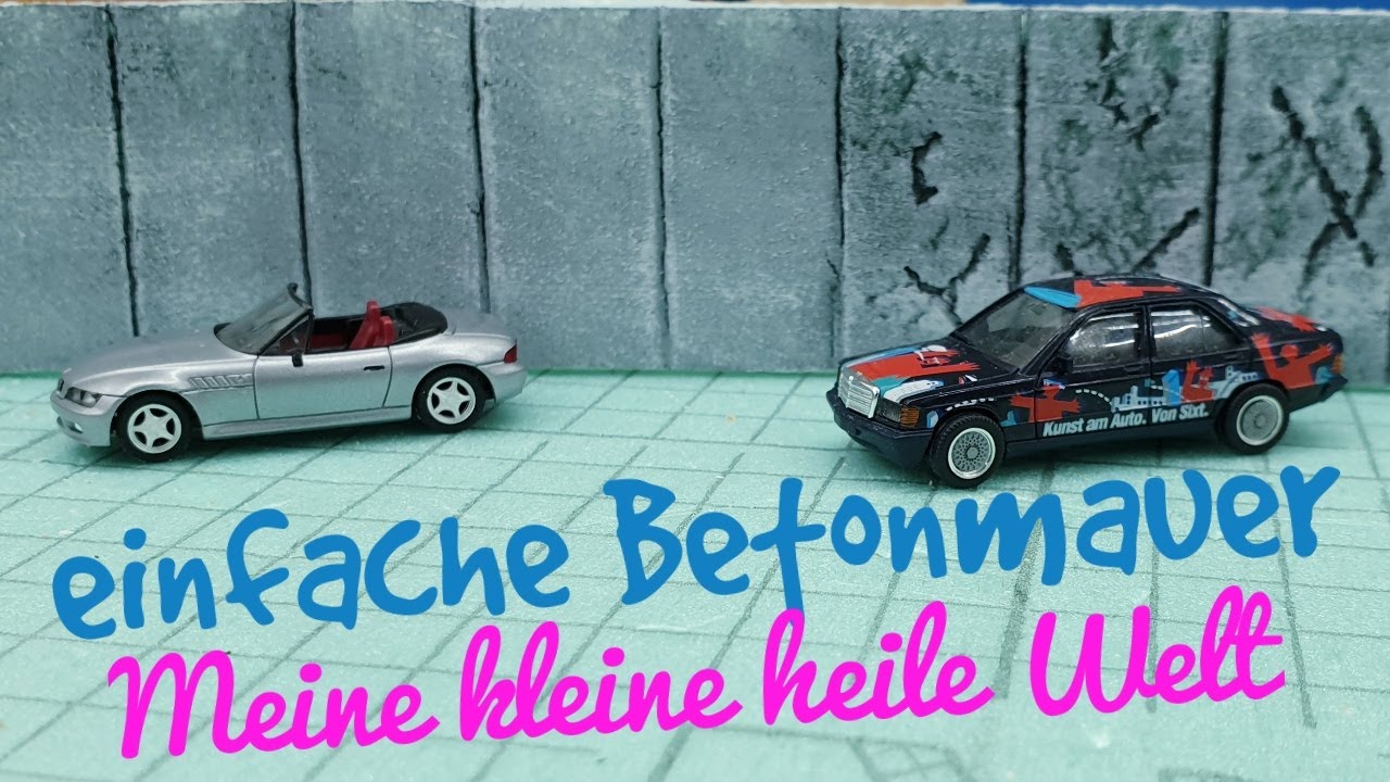 Modelleisenbahn H0.. einfache Betonmauer aus Styrodur.. Selitac.. Alternative zur Faller Mauer
