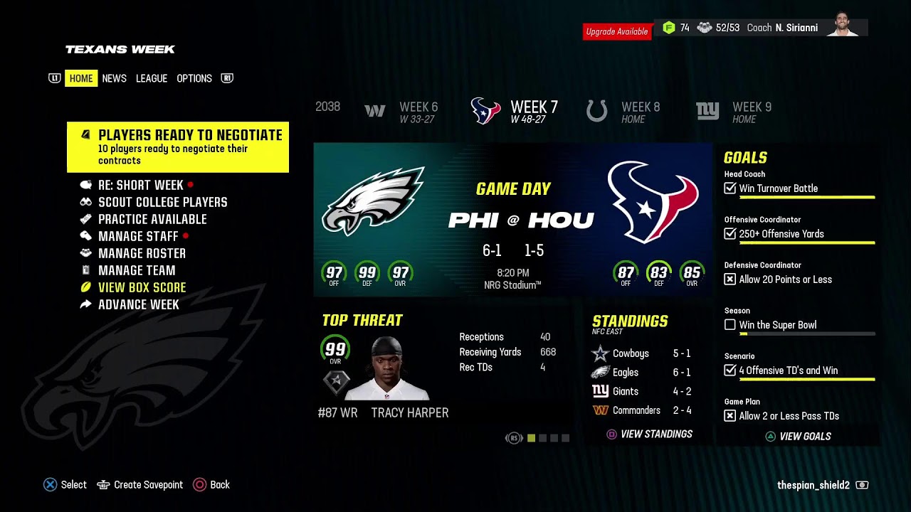 MADDEN/NBA2k GM Mode