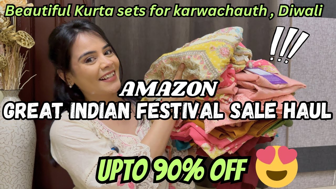 amazon grand indian festival sale haul ,upto 90% off , kurta sets for karwachauth , Diwali 