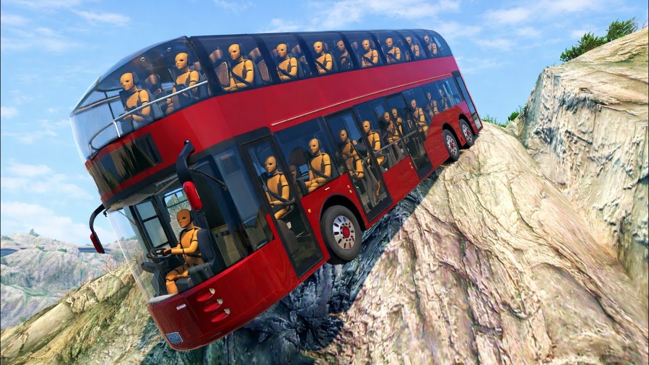 BeamNG.drive | School Bus on Dangerous Cliff Roads | 😱 Extreme Crash Test |#68