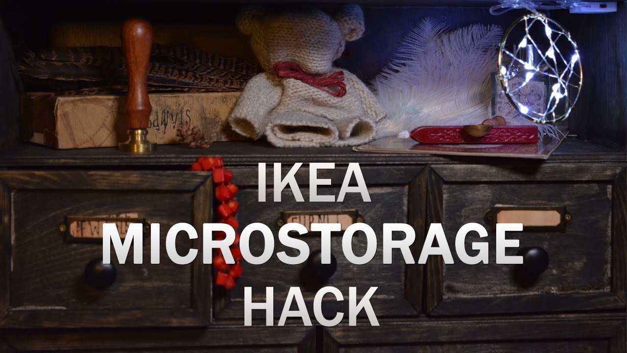 Girl turning Ikea Moppe storage into vintage cabinet